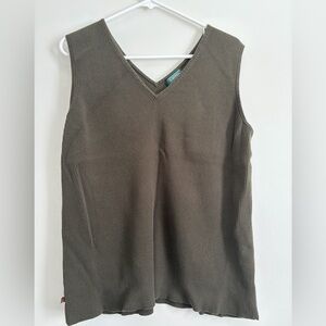 Ralph Lauren Olive Green Ribbed V-Neck Tank Top